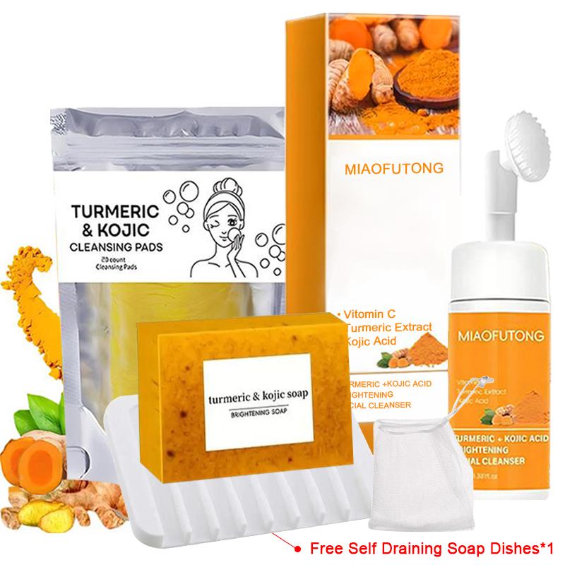Turmeric & Kojic  Soap Bar,Facial and Body Cleansing,Daily Skin Cleansing Soap Bar, Suitable for Both Men and Women, Moisturizing and Mild Kojic  Soap Bar, Comes with Soap Bag Skincare Cleanser Natural Carrot