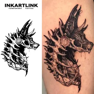 INKARTLINK Tattoo Tech, 2 Sheets Large Semi Permanent Tattoo, Adult Art Design Temporary Tattoos, Lasts 1-2 Weeks, Waterproof, Realistic Look, No Adhesive, No Reflection (Realistic Medusa Design) Hydrate Moisture