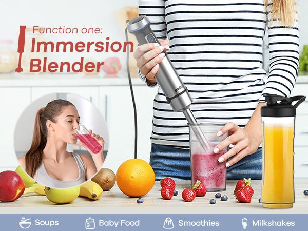 Ganiza Professional intelligent handheld blender 800W Motor 16-Speed Stainless Steel Blades Egg Whisk Milk Frother Potato Masher 800ml Cup 600ml Chopper Kitchen Appliance Multi-Function Blender & Juicer