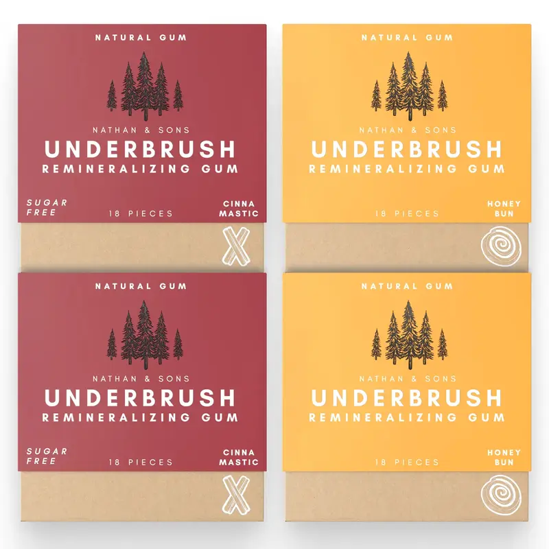 Underbrush Perfect Pair Valentine’s Day Gum Bundle 2-Packs of Cinnamon & 2-Packs of Honey Bun