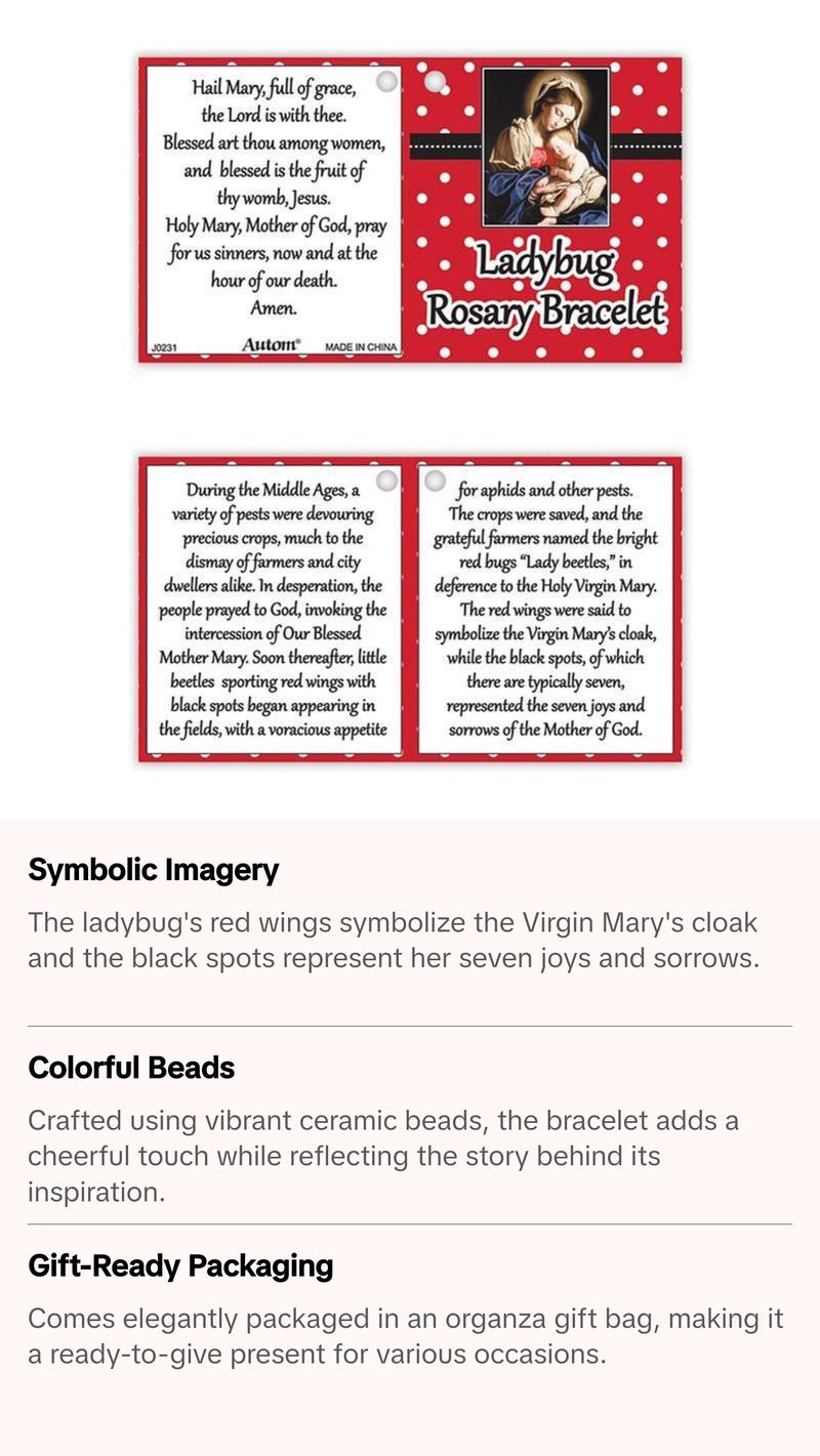Ladybug Rosary Bracelet with story card