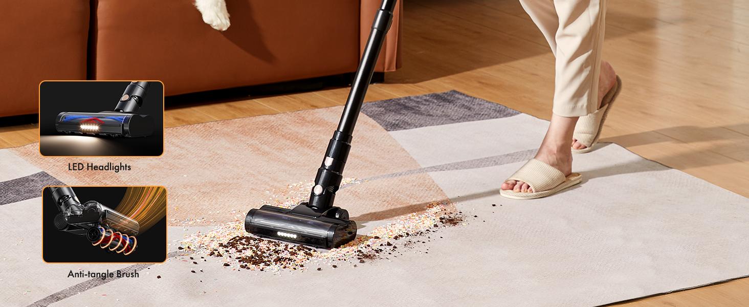 【 2026 newly upgraded】Trucozie T350 cordless vacuum features an 8-in-1 lightweight design with up to 45 minutes of runtime and 33Kpa of powerful suction. This rechargeable cordless vacuum is ideal for carpets, tiles, pet hair, and hardwood floors.