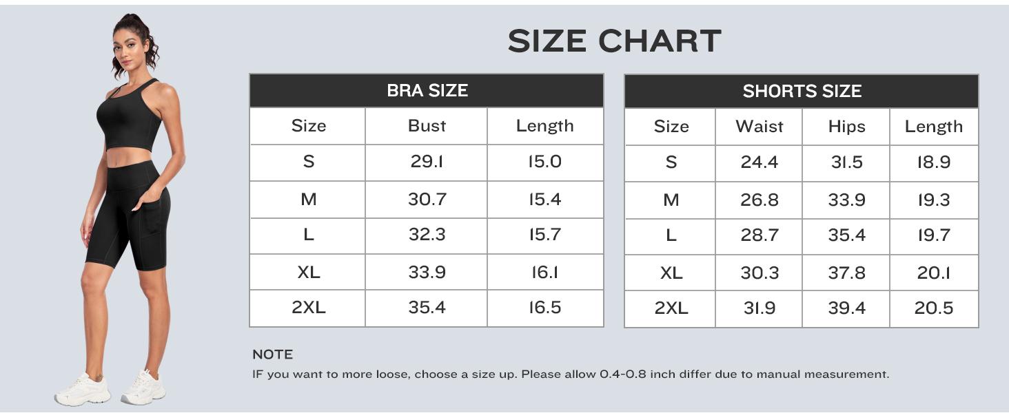 【Free 3-Day Shipping】2026 New 2-Piece Workout Set - Racerback Longline Sports Bra High Impact + Tummy Control Biker Shorts with 1 Waist Hidden Pocket & 2 Side Pockets – Women’s Yoga Out Activewear for Gym Running Training