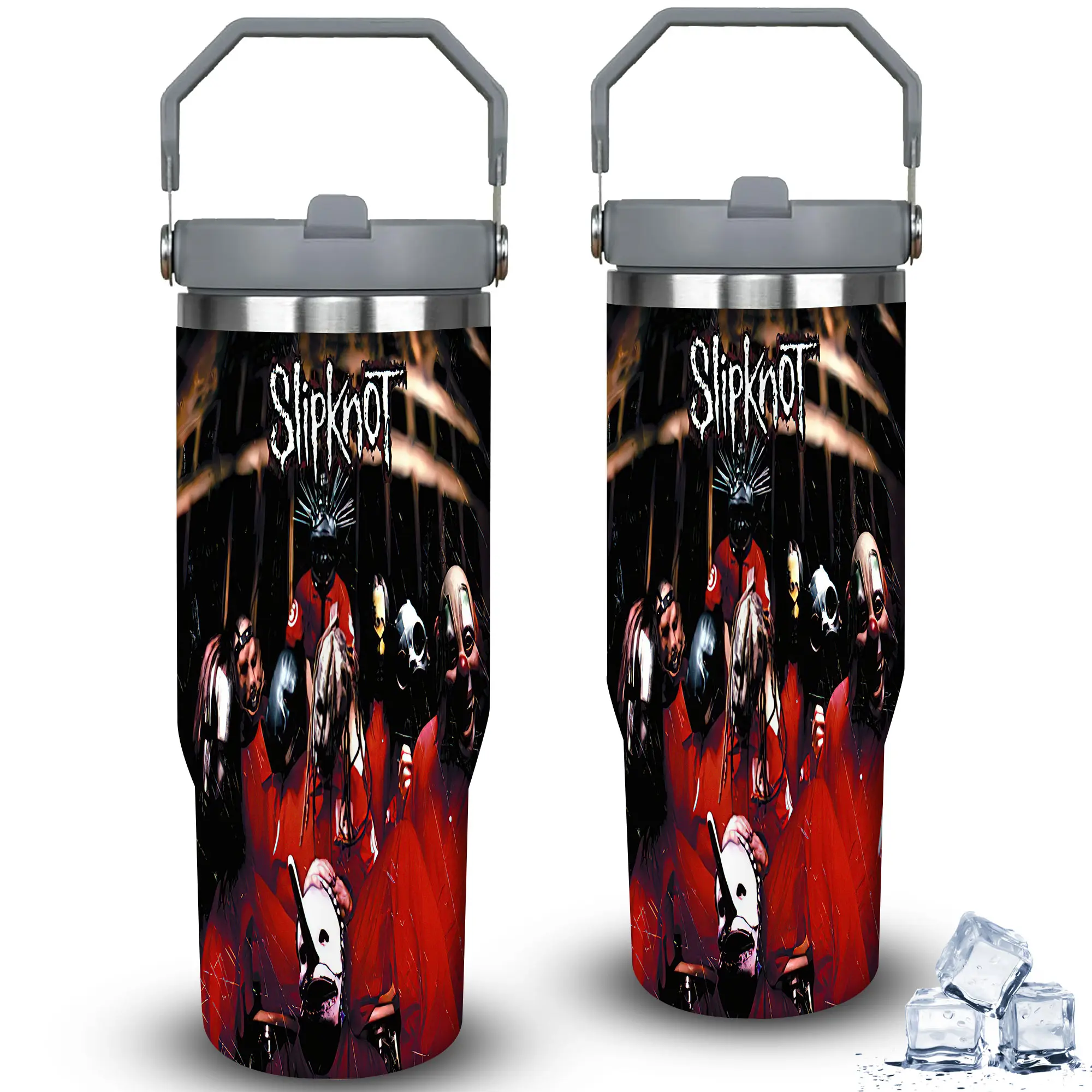 1pc 30oz Slipknot Band Tumbler with Lid, Insulated Travel Mug, Gift for Women Men, Ideal for Halloween, Independence Day, Memorial Birthday Gift, Coffee Cup, weird stuff