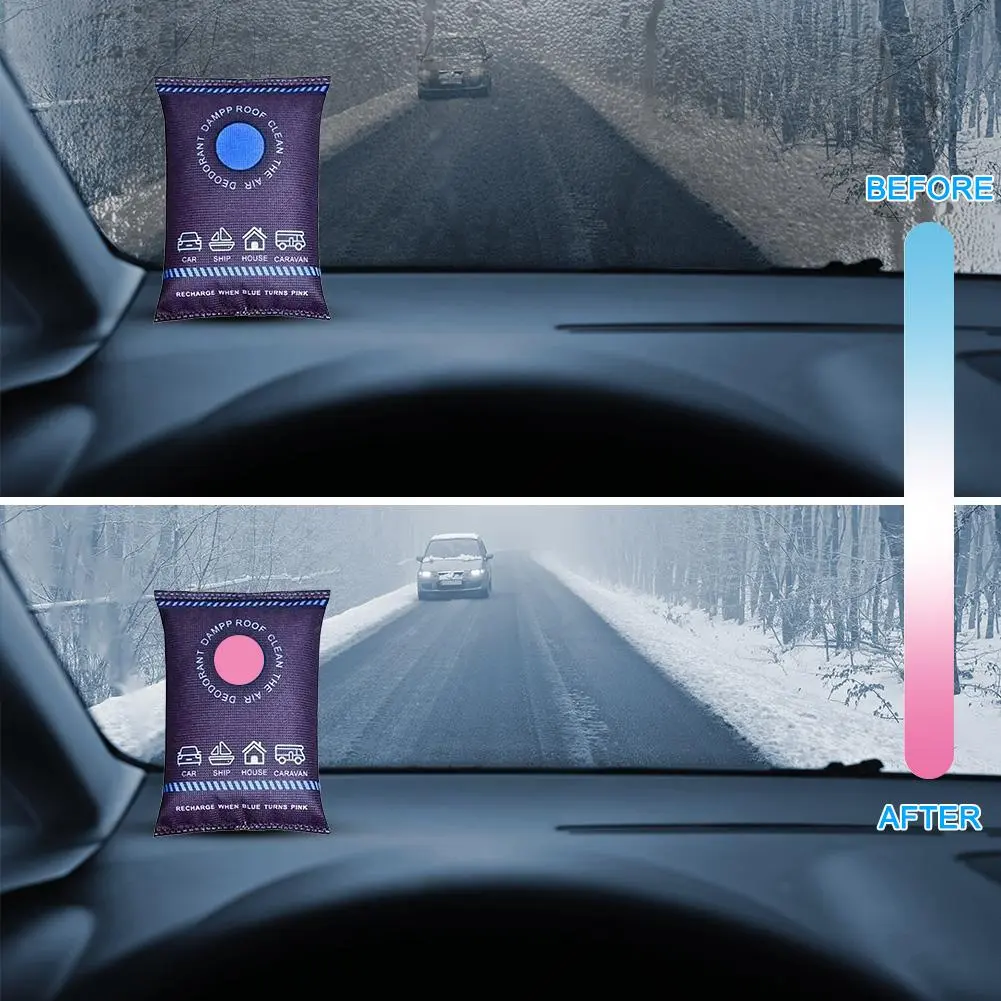 Reusable Car Dehumidifier Bag - 100ML Moisture Absorb Capacity, Eco-Friendly, Long-Lasting, Color Changing Indicator, Prevents Condensation, Maintains Dry Environment, for Vehicles, RVs, Anti-Condensation