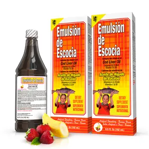 Emulsión de Escocia Cod Liver Oil for Kids, Strawberry Banana Flavor, Omega-3 with Vitamins D & E, Immune & Bone Support, 15.3 fl oz (2-Pack)
