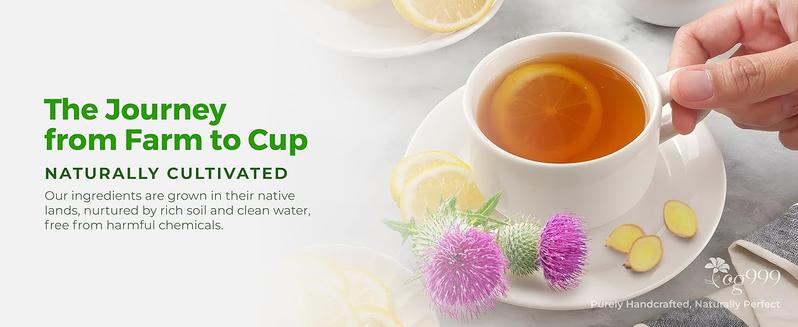 TOG999, Premium Stomach & Liver Herbal Tea – 60 Tea Bags – Milk Thistle Seed, Ginger, Fennel, Peppermint & Licorice – Caffeine-Free – Soothing & Refreshing Herbal Blend for Daily Enjoyment