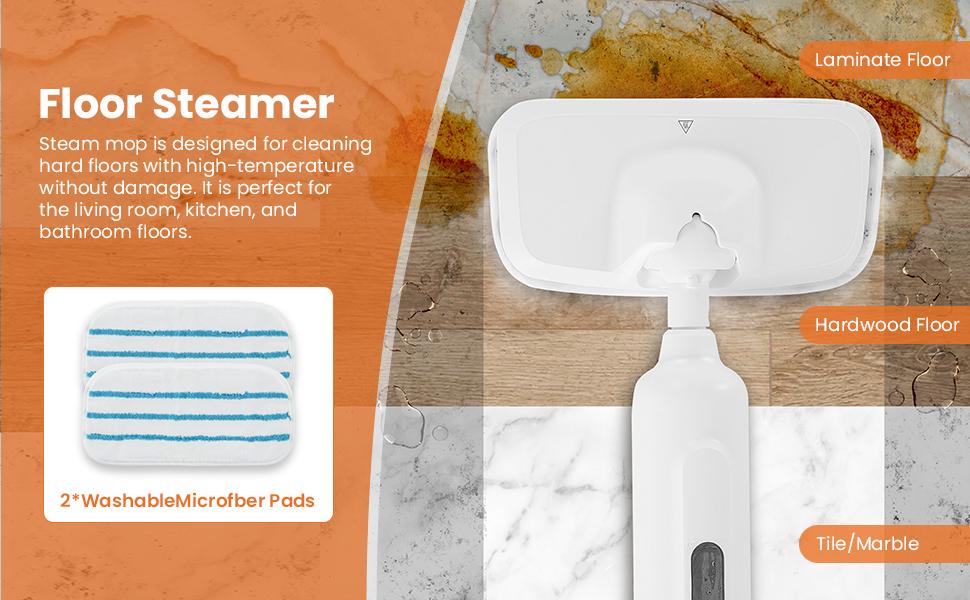 Steam Mop for Floor Cleaning, Lightweight Floor Steamer Cleaner for Hardwood/Tile/Laminate Floors Carpet, 2 Washable Pad