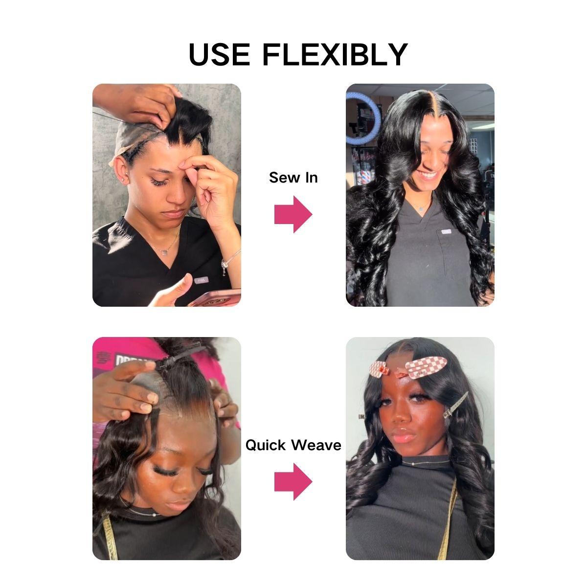 [Wequeen] 2x6 HD Lace Closure Body Wave Straight Skin-Like Closure Human Hair #1B Natural Black 14-18inch