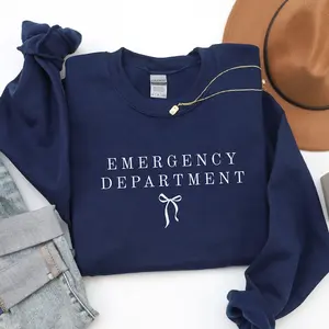Emergency Department Gildan Sweatshirt, ER Nurse Bow Crewneck, Emergency Tech Sweater, ER Department Pullover, Emergency Room Gift for Nurse