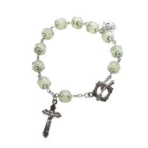 Catholic Rosary Bracelet – One Decade Auto Prayer Beads, Luminous Christ Bracelet, Gift