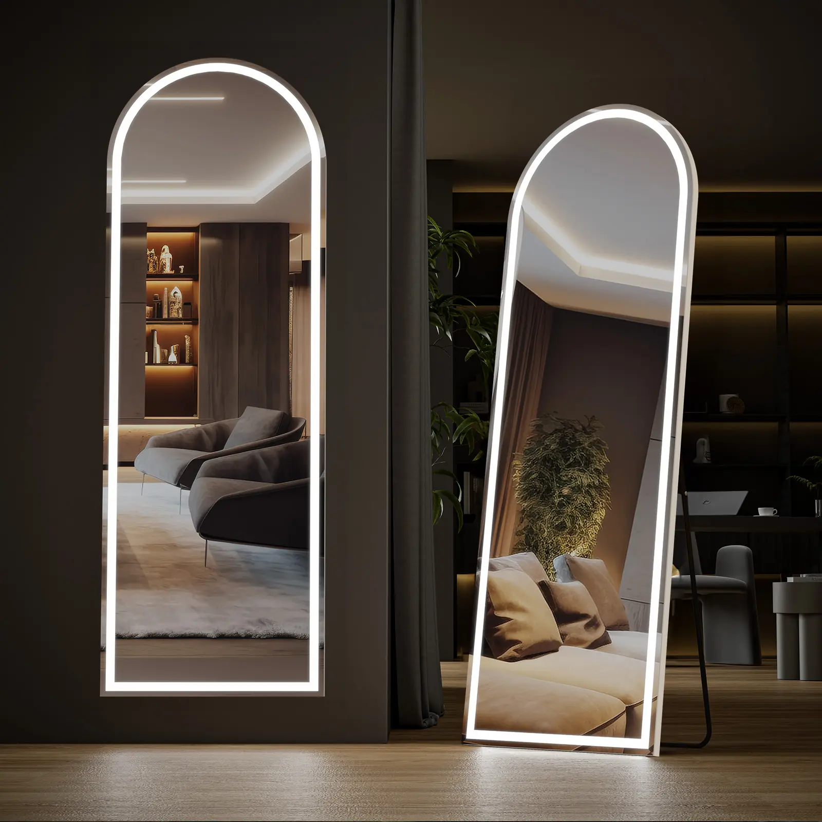 Sweet Furniture S - Floor Mirror Stand Mirror Full Length with LED Lights, Floor Mirror Dimming & 3 Color Lighting,dorm decor,dorm room decor