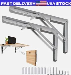 Folding Shelf Brackets - 2 Pcs Heavy Duty Stainless Steel Collapsible - 8-20Inch