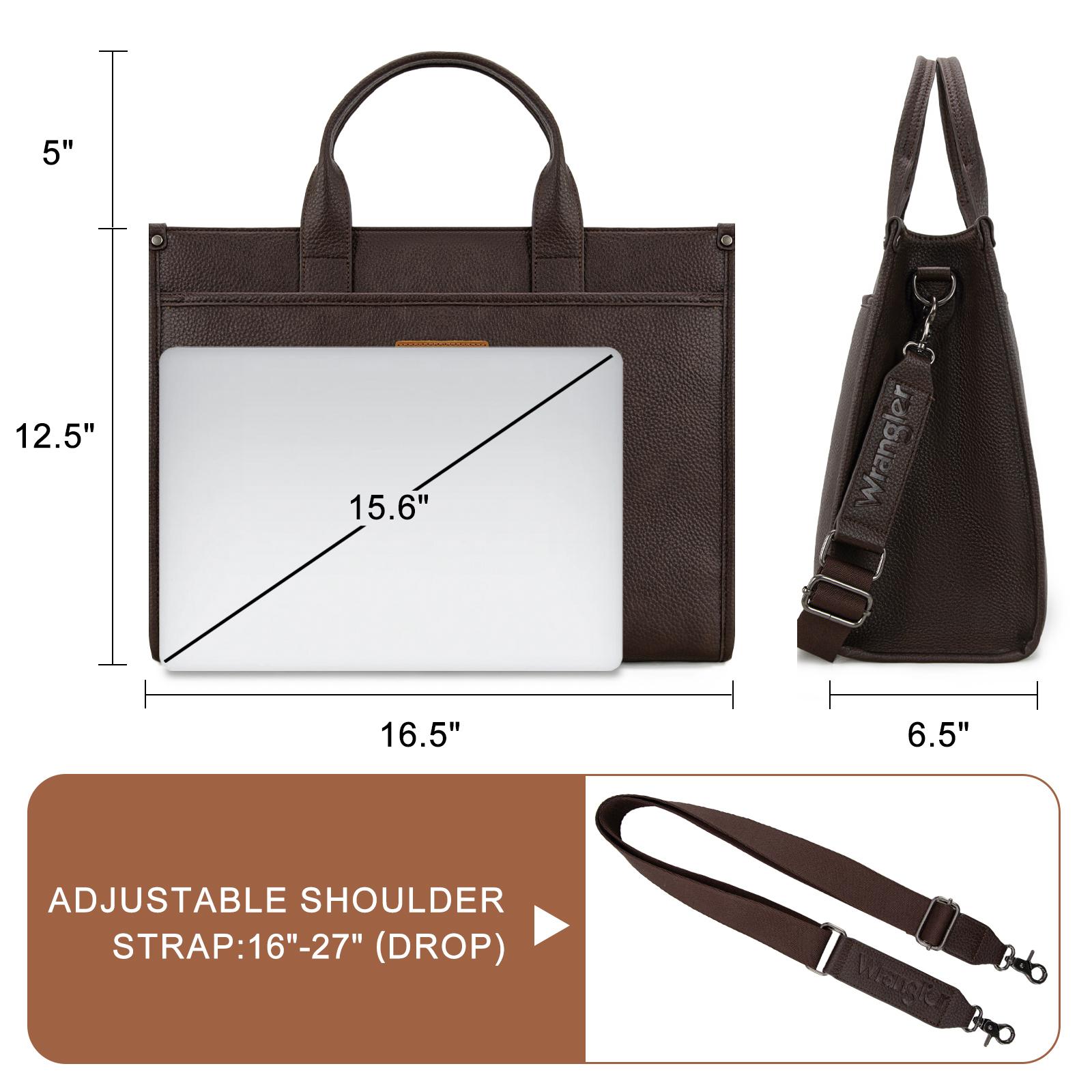 Wrangler Heavy-Duty Carry-All Large Capacity Tote Work Laptop Bag with Leopard Print & Detachable Strap for Women's Commute & Everyday Use - Commuter Purse