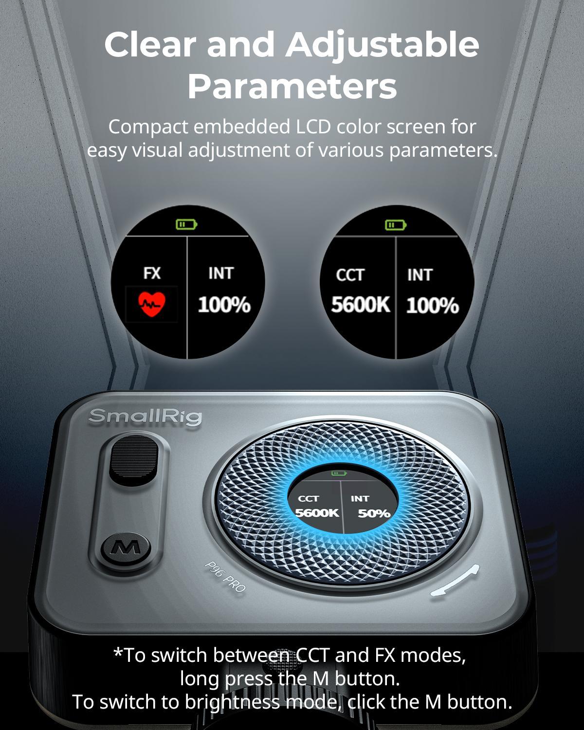 SmallRig P96 LED Mini Ring Light, Video Light,96 LED beads for Photography Video Lighting, Rechargeable 2200mA CRI 95 + 2700-6500K w 3 cold shoes Christmas gifts  Portable Camera Accessories Videography Equipment Vlogging Kit