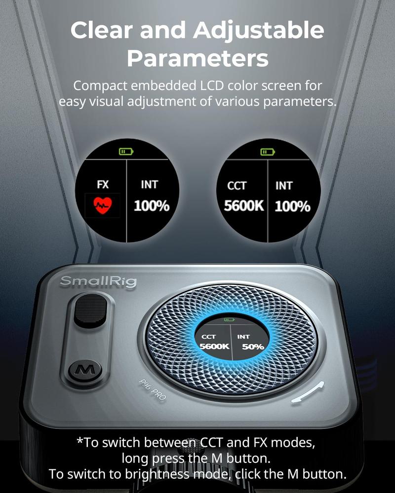 SmallRig P96 LED Mini Ring Light, Video Light,96 LED beads for Photography Video Lighting, Rechargeable 2200mA CRI 95 + 2700-6500K w 3 cold shoes Christmas gifts  Portable Camera Accessories Videography Equipment Vlogging Kit