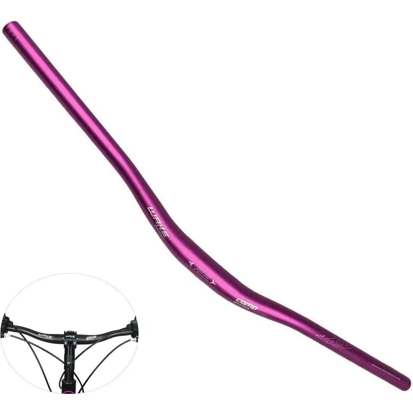 Wake 31.8mm MTB Mountain Bike Handlebar, Aluminum Alloy Mountain Bike Bicycle Riser Handlebar Extra Long 720/780mm with Paint Matte Surface (Purple, 780mm)