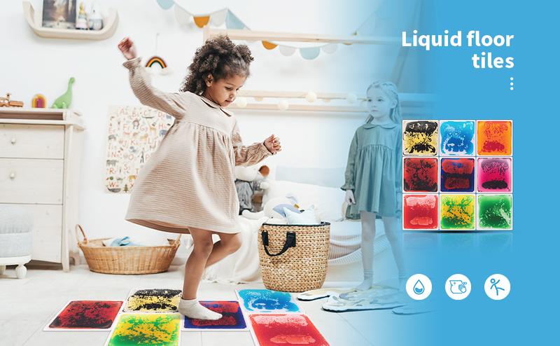 Art3d Liquid Fusion Sensory Tiles – Soft Gel Play Mats for Toddlers & Kids, Eco-Friendly, Improves Focus, Coordination