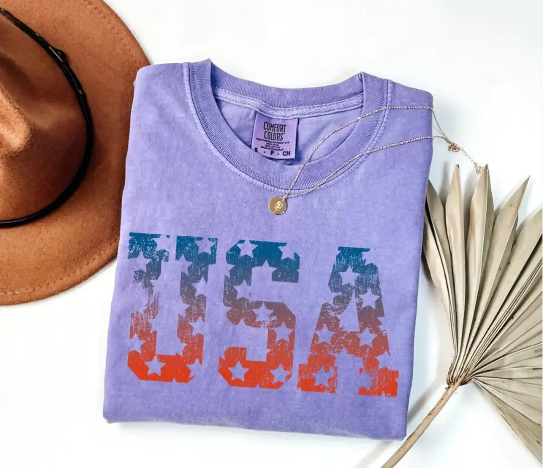 Comfort Colors Retro USA Shirt, Vintage America Graphic T-Shirt, Patriotic 4th of July Independence Day Tee, Classic USA Lover Shirt, Summer Outfit for Women and Men - HARSIN