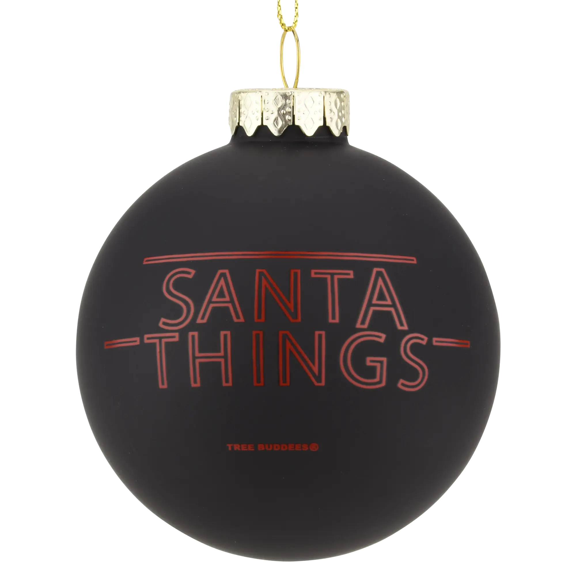 Tree Buddees Santa Things Glass Christmas Ornament - 3" Premium Blown Glass with Gold Crown & String - Unique Stranger Things Parody Design - Perfect Gift for TV Show Lovers