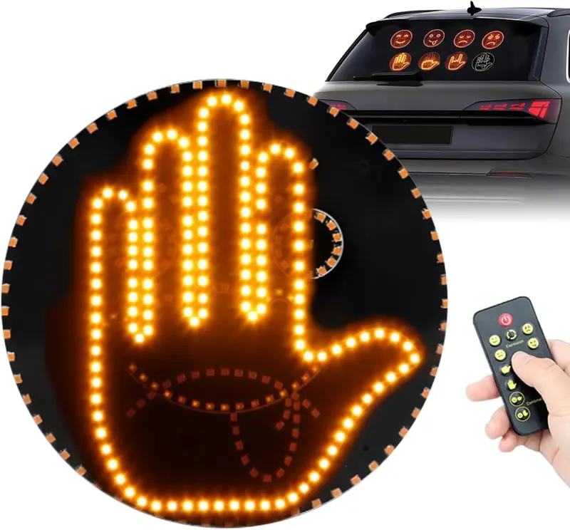 Wireless Car Facial Expression LED Light | Remote-Controlled Rear Window Decor | Funny Road Interaction Gadget | TikTok Car Vibe Must-Have