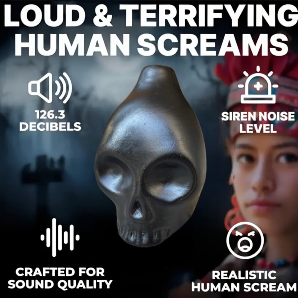 Aztec Death Whistle, Skull Type, Human Sounding Screams Whistle, Outdoor Screaming Whistle, Screaming Whistle for Halloween