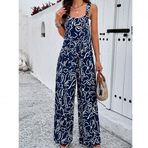Women's Casual Loose Overalls Jumpsuits One Piece Sleeveless Printed Wide Leg Long Pant Rompers With Pockets 2025 New Baggy Adjustable  Outdoorfun Summertok Vacation Sizes Run Small Thin