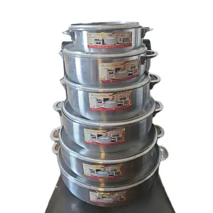 6-Piece Aluminum Cookware Set – Heavy-Duty Large Capacity Cooking Pots with Lids (Model 9996)