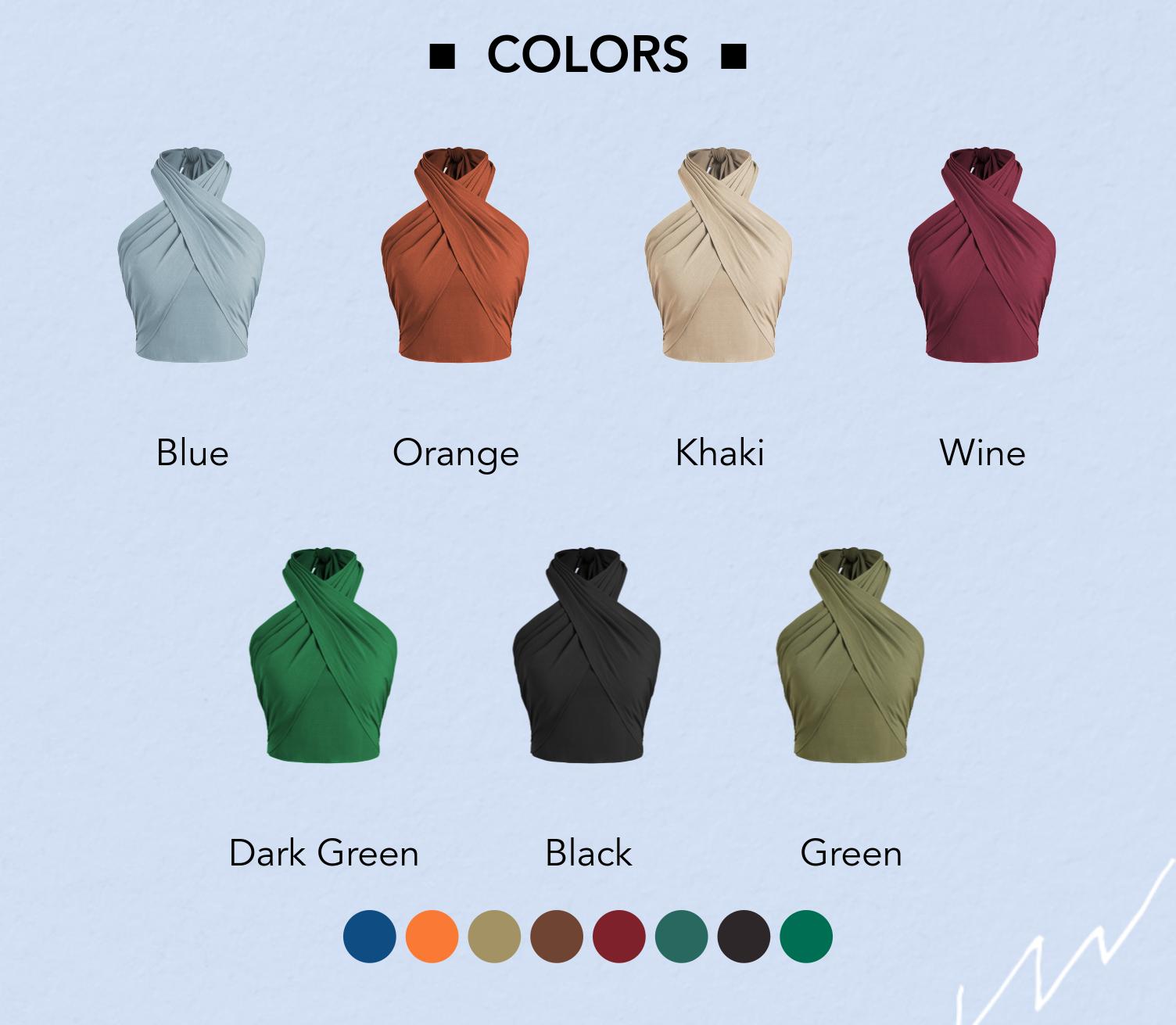 Cider [7 colors, size 0-10] Cross Halter Shirred Back Crop Top