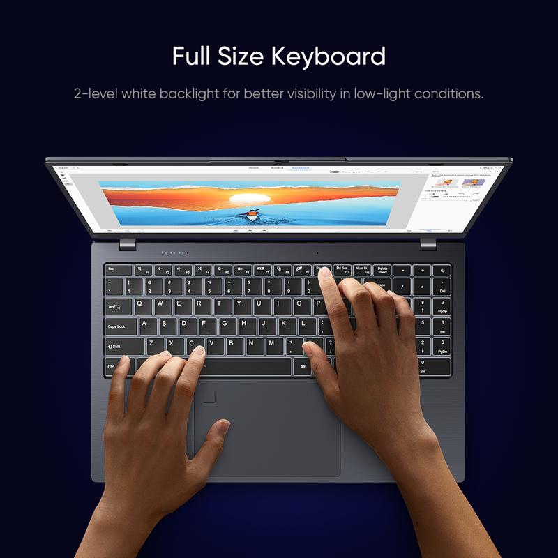 2026 Newest Business Laptop 15.6″ FHD IPS Display, Intel N5095 4-Core 16GB DDR4 512GB SSD 2TB Expandable Backlit Keyboard Fingerprint Reader Long Battery Life Wi-Fi 5 Bluetooth 5.0 Gray