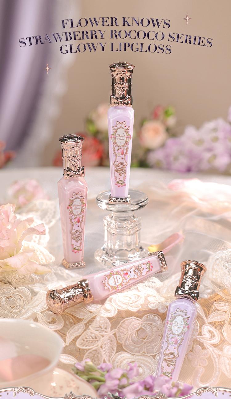 Flower Knows Violet Strawberry Rococo Collection Glowy Lip Gloss, lipstick, makeup,glossy, blurring lips, weightless, dealsforyoudays