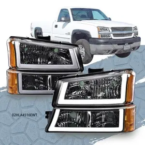 CROSSDESIGN FIT FOR 2003-2006 CHEVY SILVERADO CLEAR/AMBER HEADLIGHT/LAMP ASSEMBLY & LED DRL