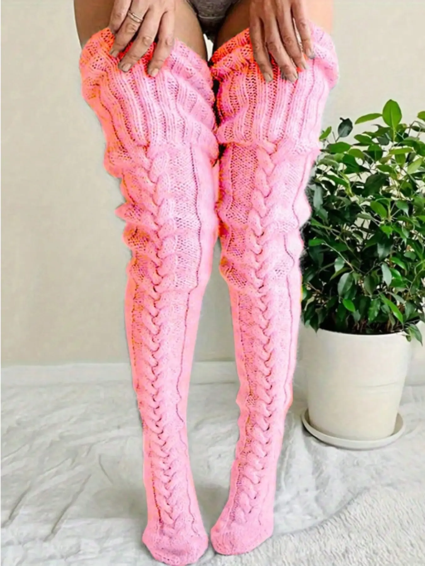 Women's Knitted Thigh-High Socks, Warm & Comfortable Knee High Stockings, Long Winter Socks for Women, Fitted Casual Socks, Cozy Daily Wear Accessories, Thighhighs