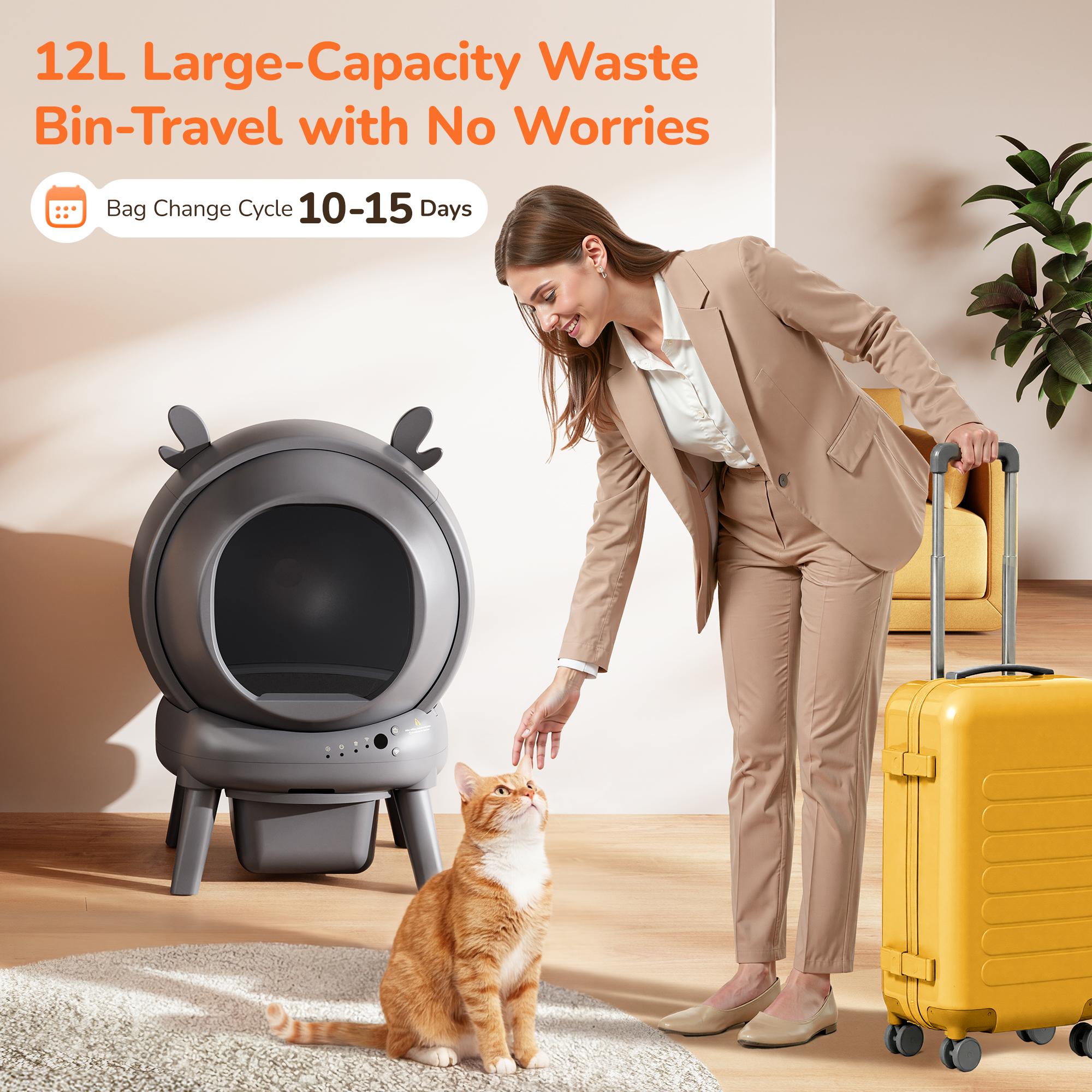 Furrykiddy Automatic Self Cleaning Litter Box, Cat Litter Box with APP Control, 65L Globe & Dual Safety Sensors, Robot Litter Box, 1 Roll Garbage Bags and Litter Mat, <35DB, for Multiple Cats Furrykiddy Automatic Self Cleaning Litter Box, Cat Litter Box with APP Control, 65L Globe & Dual Safety Sensors, Robot Litter Box, 1 Roll Garbage Bags and Litter Mat, <35DB, for Multiple Cats