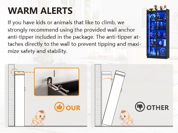 Miu Display Cabinet with Adjustable Shelves, 65" Tall Bookcase with LED Lights/Human Sensor, 5 Tier Display Case for Collectibles Bedroom Living Room Office, Black - Transparent Acrylic Doors Freestanding Kitchen Cupboard Modern Storage Dresser