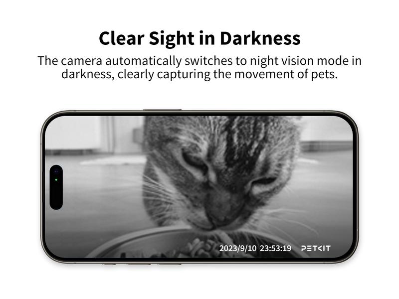 PETKIT YumShare Solo Smart Automatic Pet Feeder with Camera, White, 1080P HD Video, Night Vision, and 2-Way Audio, WiFi Cat Dog Dry Food Dispenser with Non-Stick Food Bowl and Smart App Control bowl/dish