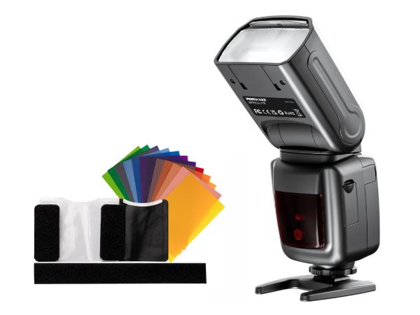 PHOTOOLEX FK300 Camera Flash Speedlite for Photography, GN33 Universal DSLR Flash with 270° Swivel & 90° Tilt Head, 8 Power Levels, 0.1–5s Recycle, M/S1/S2 Optical Slave, Portable Flash for Canon Nikon Sony Fujifilm Olympus Cameras