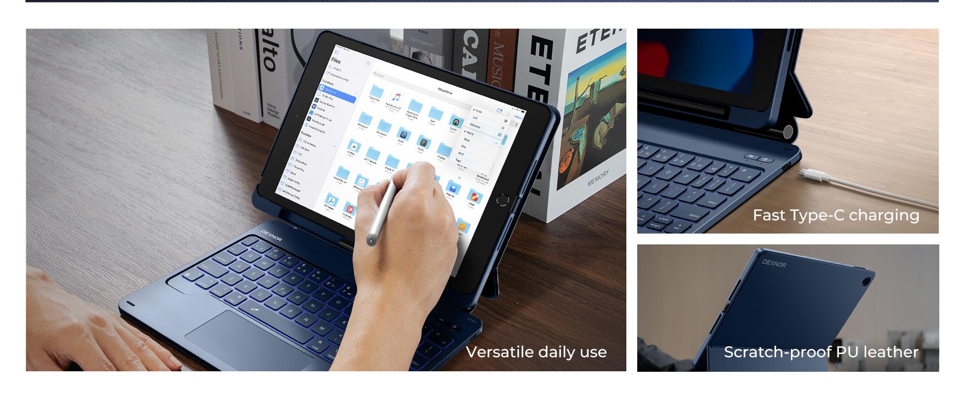 Dexnor for iPad 9th Generation Case with Keyboard Floating Cantilever Magnetic Stand Multi-Touch Trackpad Backlit Pencil Holder Magic Style Keyboard Case for iPad 9th/8th/7th Gen 10.2 inch