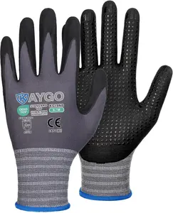 [Last Chance Deal] KAYGO MicroFoam Nitrile Coated Work Gloves, 3 Pairs KG19N Seamless Knit Nylon, Micro Dots for Enhanced Grip, Breathable and Durable, Ideal for Automotive, General Assembly, Painting, Gray, M