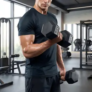 30-85LB Single Dumbbell Rubber Coated Cast Iron Hex Black Dumbbells, Weights Dumbbells Single