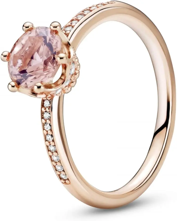 PANDORA Pink Sparkling Crown Solitaire Ring 188289C01-60