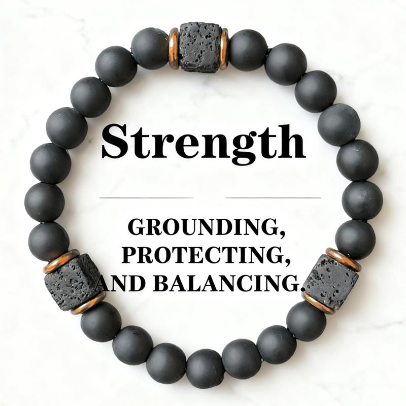 Agate Obsidian Hand Chain Bracelet Suitable for Men, 8mm Root Chakra Stone, Matte Finish Men's Energy Jewelry, Premium Bracelet, Boost Confidence & Stability