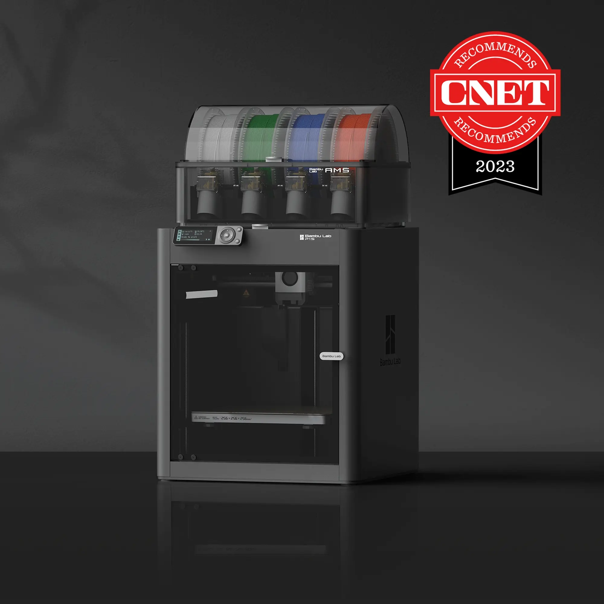 Bambu Lab P1S FDM 3D Printer Combo (with AMS), 500mm/s Fast Printing, High Precision, CoreXY, Auto Bed Leveling, Up to 16-Color Multi-Material Filament Support, Large Print Size, Ready-to-Use Office 3D Printer