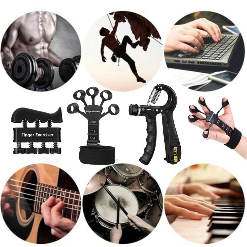 Hand Grip Strengthener, Finger Exerciser, Finger Stretcher - Grip Strength Trainer 3Pcs for Muscle Building, Physical Therapy and Rehabilitation