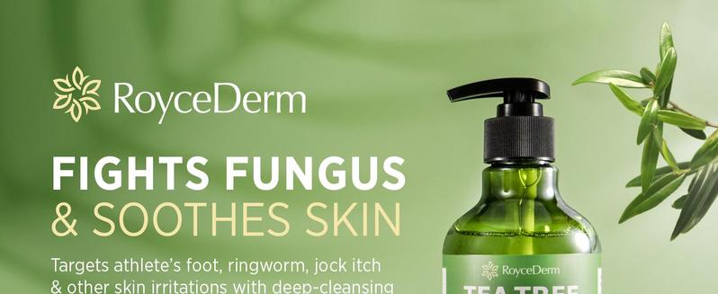 Roycederm Antifungal Body Wash & Soap, Antibacterial, Tinea Versicolor, Tea Tree Body Wash, Back Acne, Folliculitis, For Jock Itch, Athletes Foot, Body Odor, Ringworm