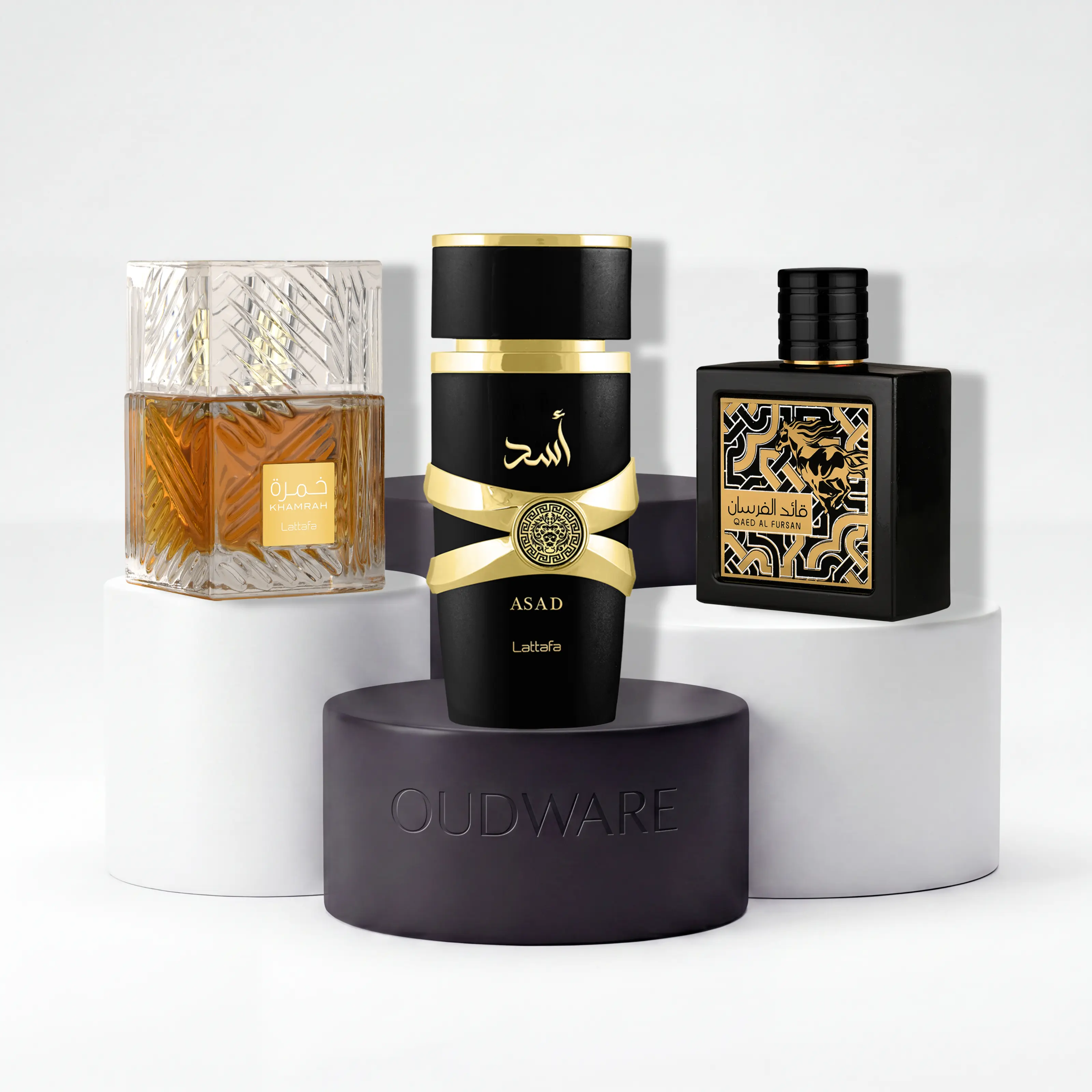 Lattafa Khamrah EDP 100ml + Asad EDP 100ml + Qaed Al Fursan EDP 90ml Fragrance Value Bundle Of 3 For Men