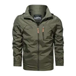 Men's lightweight waterproof hiking jacket - windproof hooded outdoor travel jacket with zipper chest pocket, machine washable, regular fit (spring, autumn, winter)