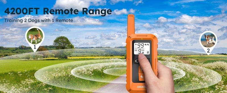 Jugbow Dog Collar - 4200FT Dog Collar with Remote, IPX8 Waterproof Electric Collar with 4 Training Modes, Security Lock, Rechargeable e-Collar-DT68