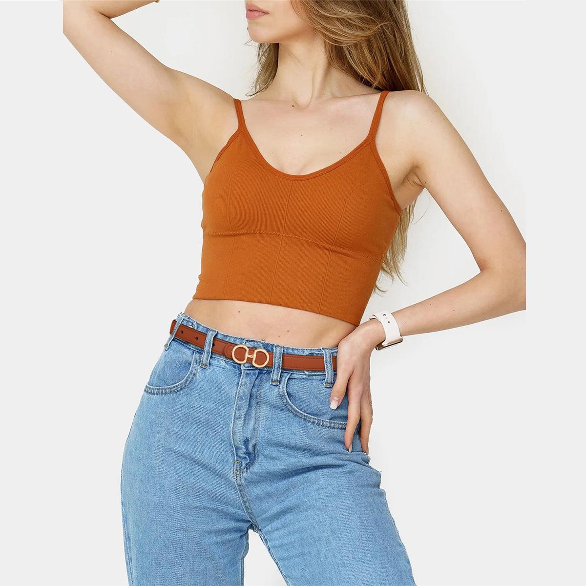 Women Reversible Double Sided Thin Belt Fashion Elegant PU Leather Tight Waist Belt with Gold Buckle Vintage Two-in-One Jeans Dress Long Coats Belts Female Accessories