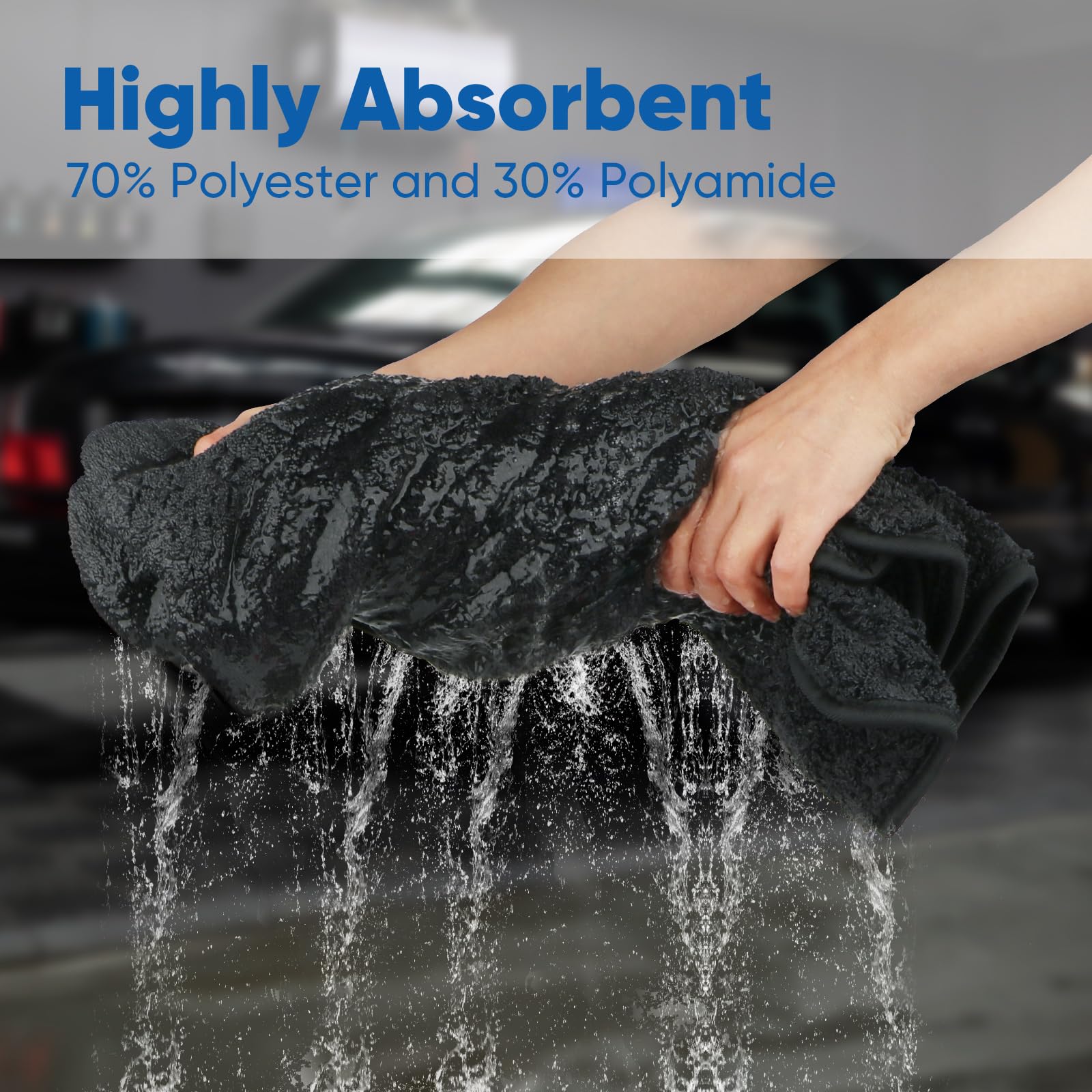 Ultra Absorbent Drying Towel 24"x 36" Extra Large Twisted Loop Microfiber for Cars & Trucks No Streaks Scratches or Water Spots Maximum Coverage 1400 GSM